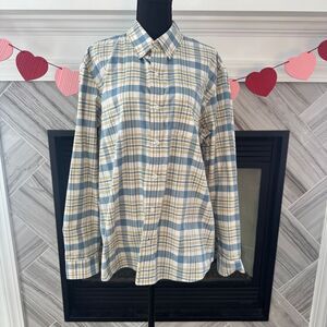 L.L.Bean Plaid Button Down Shirt Casual Cotton Blend Slightly Fitted Large